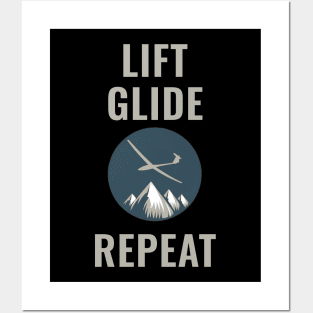 Lift Glide Repeat Glider Pilot T-shirt Posters and Art